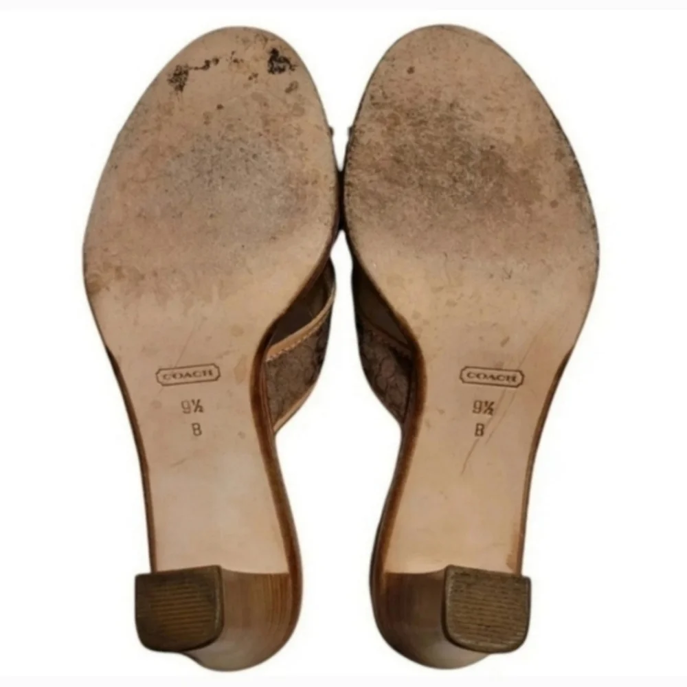 Coach dede mini logo brown heel sandals Size Pre-Owned Excellent  9-1/2